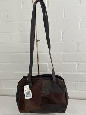 new with tags classic retro vintage brown leather shoulder purse from kmart